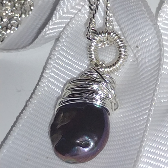 Tahitian Blister Pearl Set in Sterling Silver Diam - Picture 7 of 15